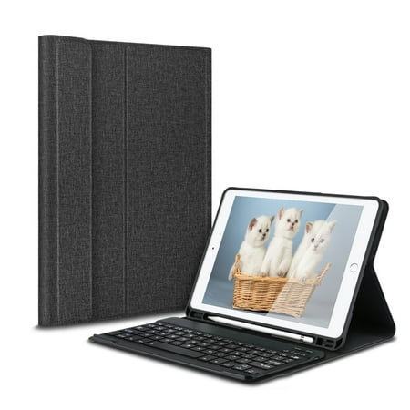 iPad 9.7 Keyboard Case for iPad 2018 (6th Gen)- iPad 2017 (5th Gen)- iPad Pro 9.7- iPad Air 2 1, Slim Detachable Bluetooth Keyboard with Folio Stand Multi-Angle Viewing Cover & Pencil Holder,