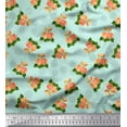 thumbnail image 1 of Soimoi Green Poly Georgette Fabric Snowflake & Grandiflora Roses Floral Fabric Prints By Yard 52 Inch Wide, 1 of 3