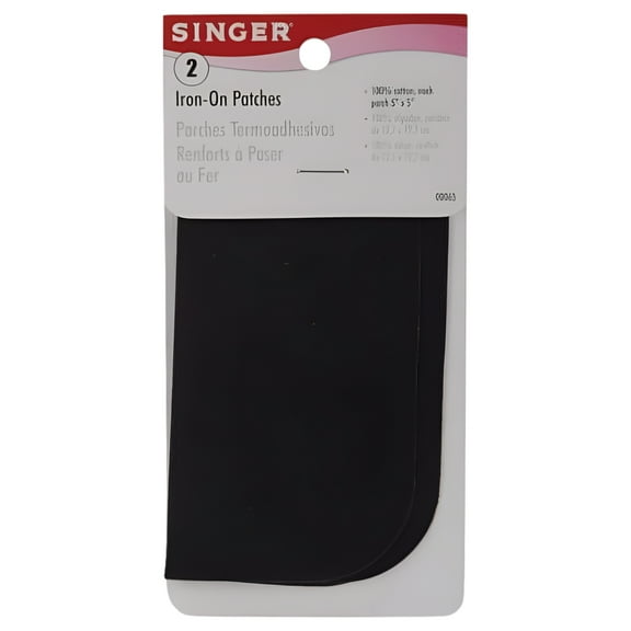 Iron-On Patches 5"X5" 2/Pkg-Black