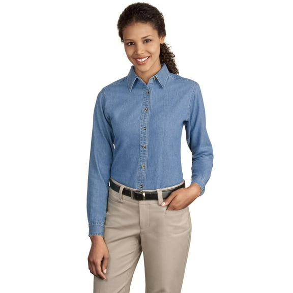 Port & Company - Ladies Long Sleeve Value Denim Shirt