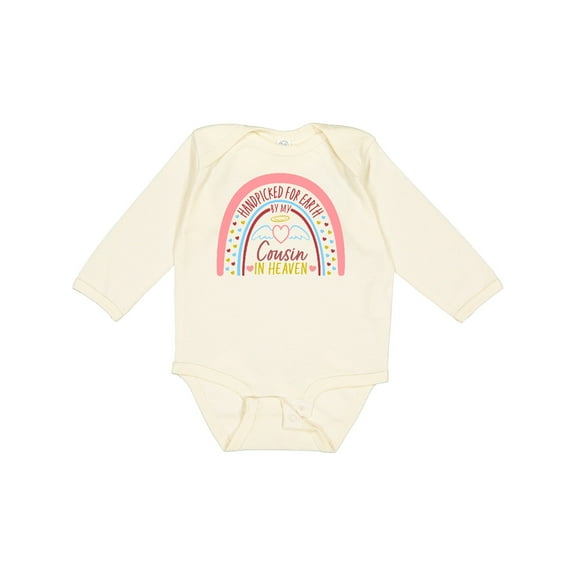Inktastic Handpicked for Earth by My Cousin in Heaven Rainbow Boys or Girls Long Sleeve Baby Bodysuit