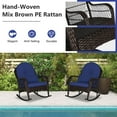 thumbnail image 5 of Costway Patio Wicker Rocking Chair with Seat Back Cushions & Lumbar Pillow Porch Blue, 5 of 9