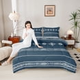 thumbnail image 4 of Castle Fairy Kids Teens Bohemian Aztec Twin Comforter Sets,Blue White Bedding Set, 4 of 8
