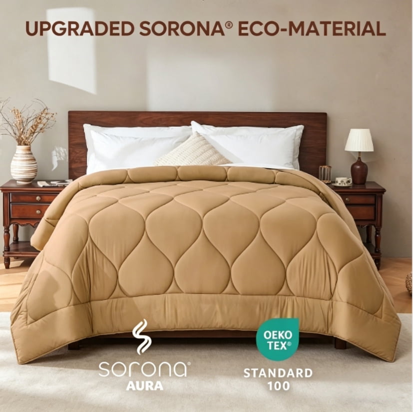 Bestier Queen Duvet Insert Comforter | Plant‑Based Sorona Fill Bedding Alternative to Down | Sofft Fluffy Hypoallergenic Skin-Friendly for All Season, Machine Washable, Mocha/Caramel (90x90 inches)