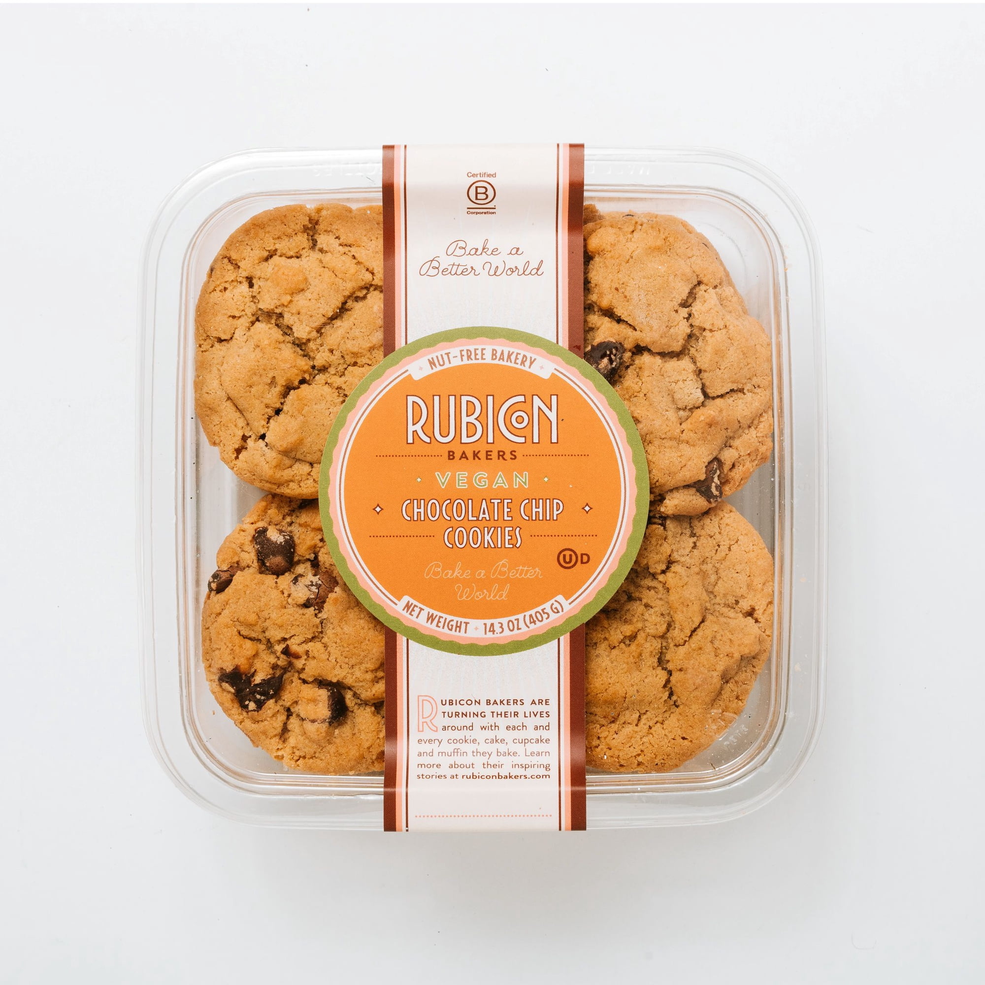 Rubicon Bakers Vegan Baked Chocolate Chip Cookies 18 Count