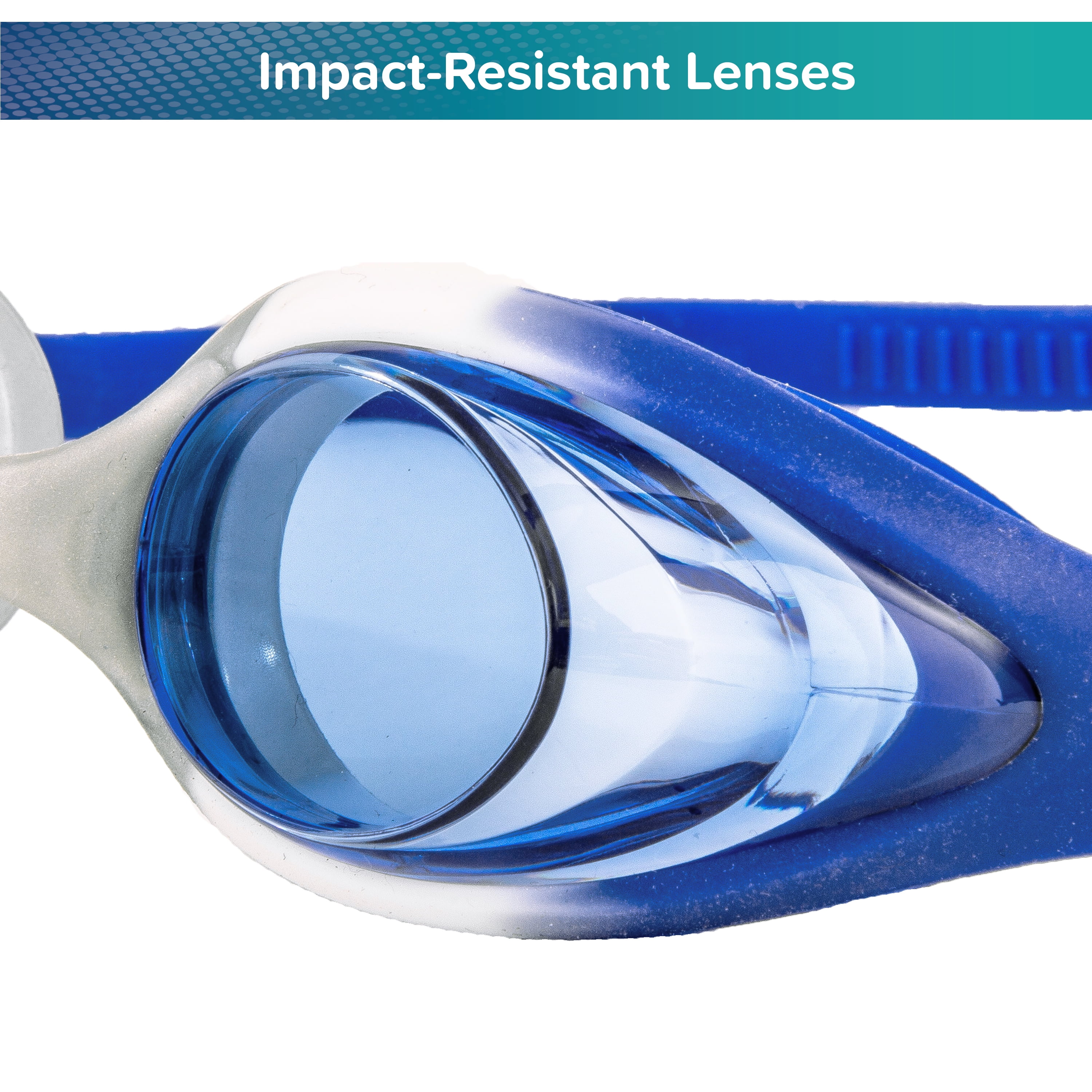 Dolfino Youth Challenger Swimming Sport Silicone Goggles, Blue
