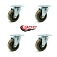 thumbnail image 2 of 4 Inch High Temp Phenolic Wheel Swivel Top Plate Caster Set Service Caster, 2 of 2