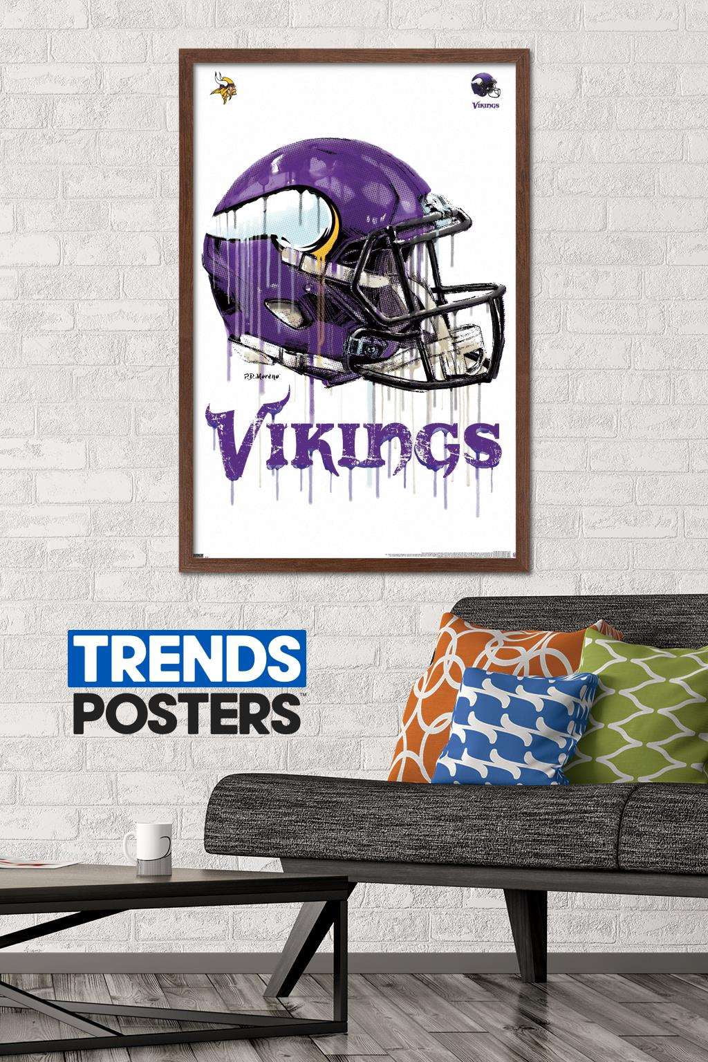 NFL Minnesota Vikings - Drip Helmet 20 Wall Poster, 22.375" x 34", Framed