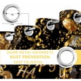 thumbnail image 4 of Happy Birthday Blackout Curtains for Bedroom, Gifts Golden Black Balloons Goblet Glitter Ribbons Thermal Insulated Kitchen Drapes with Grommets, Light Blocking Window Treatment, 2 Panels 27.5" x 39", 4 of 7