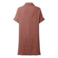 thumbnail image 5 of Uobin Womens Button Down Shirt Dress Solid Color Short Sleeve Casual Loose Tunic Dress Breathable Daily Wear, 5 of 6