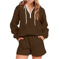 thumbnail image 1 of Hot Selling Sportswear For Women Hooded Shorts Set Home Two-Piece Set Coffee S, 1 of 5