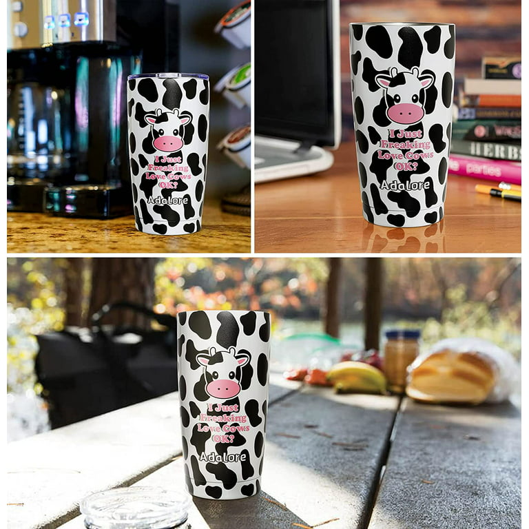 Cow Print Tumbler with Lid and Straw Stainless Steel, Vacuum Insulated 20  Oz Cow Tumbler - Cow Gifts for Cow Lovers 