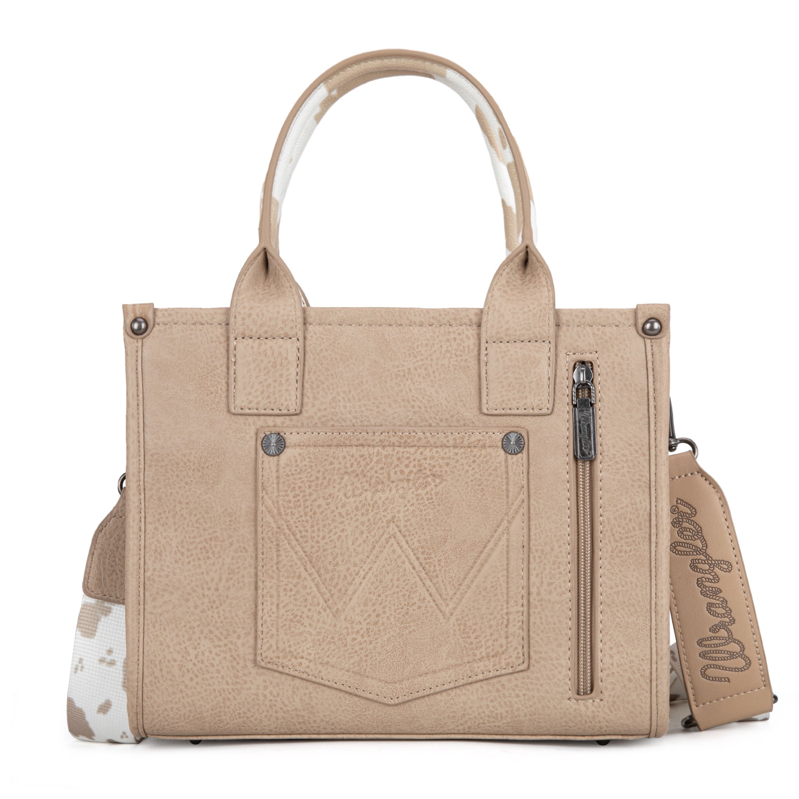 Wrangler Koe Print Tote Bag voor Vrouwen Western Purse Boho Top Handvat