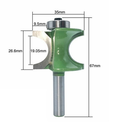 

22mm-35mm 8Mm Shank Bullnose Half Round Bit Endmill Router Tool Green