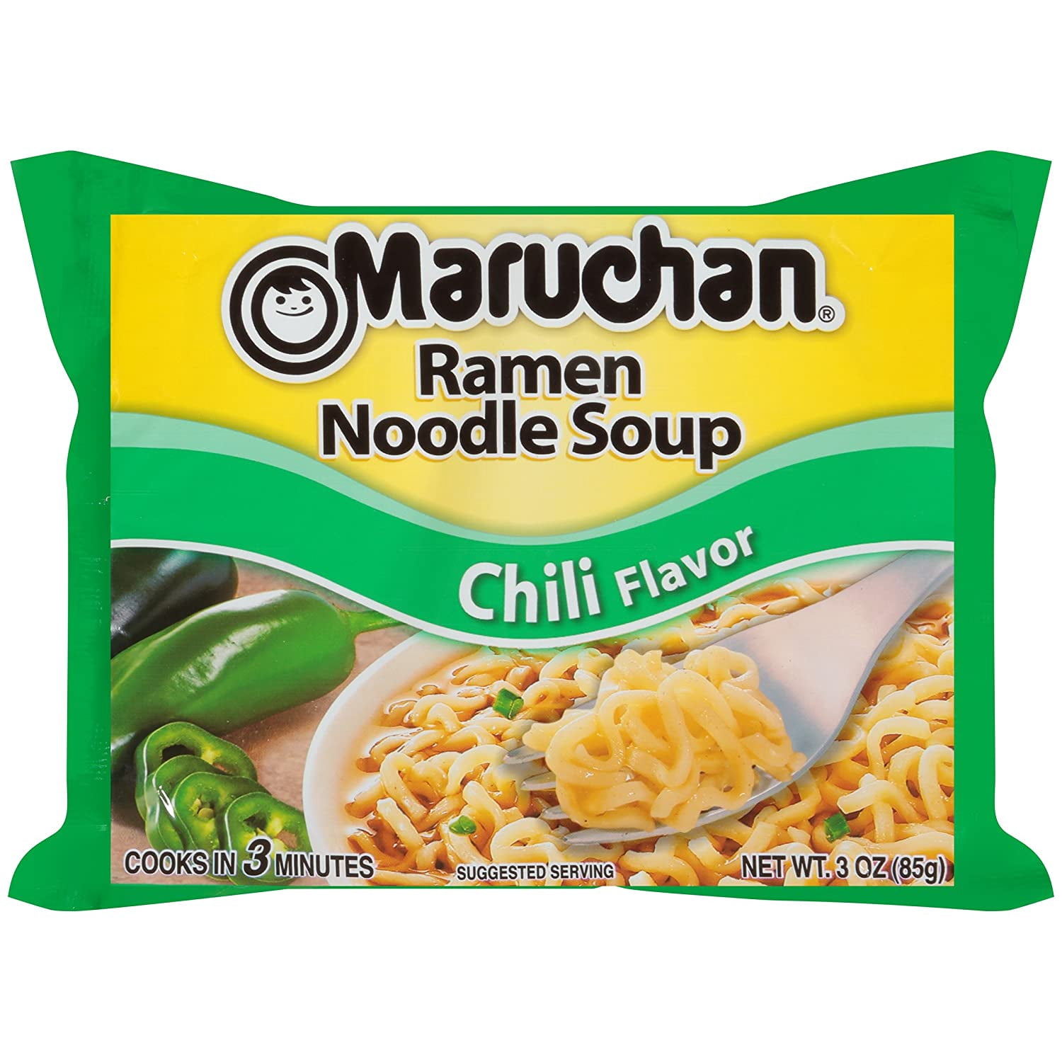 Maruchan Chili Ramen Noodles, 3 oz Packaged Soup, Quantity of 24
