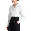 thumbnail image 4 of INSPIRE CHIC Women's Work Office Shirt V Neck Button Down Long Sleeve Chiffon Blouse Tops M White, 4 of 6