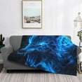 thumbnail image 2 of Yiaed Ice Blue Fire Wolf Print Blanket Throw Blanket Soft Cozy Flannel Blanket for Home Bed Sofa Couch Chair-60"x50", 2 of 6