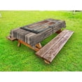 thumbnail image 1 of Rustic Outdoor Tablecloth, Wooden Tree Planks with Old and Rusty Two Angled Boat Door Image Artwork Print, Decorative Washable Fabric Picnic Tablecloth, 58 X 120 Inches, Brown and Grey, by Ambesonne, 1 of 2