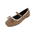 thumbnail image 2 of Miqool Womens Mary Jane Flats Bowknot Flat Shoes Flock Round Toe Soft Sole Slip On Loafers Indoor Outdoor Comfortable Shoes, 2 of 9