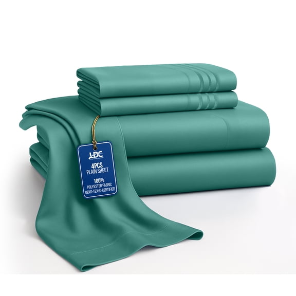 Lux Decor Cal King Bed Sheets - 6 Piece Ultra-Soft Microfiber Sheets Set, Deep Pocket Fitted Sheet, Flat Sheet & 4 Pillowcases, Breathable Hotel Luxury, OEKO-TEX Certified, Teal