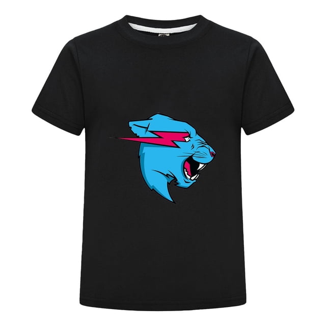 Camiseta MrBeast Niño Niña Verano Algodón Playera Pantera Azul Infantil Regalo Moda Casual Fans Ropa Fresca Estampada Diario