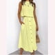 thumbnail image 1 of Puntoco Conjunto de dos piezas de vestido con botones de longitud media y camisa informal con cuello redondo para primavera y verano para mujer Puntoco Puntoco-4004, 1 of 6