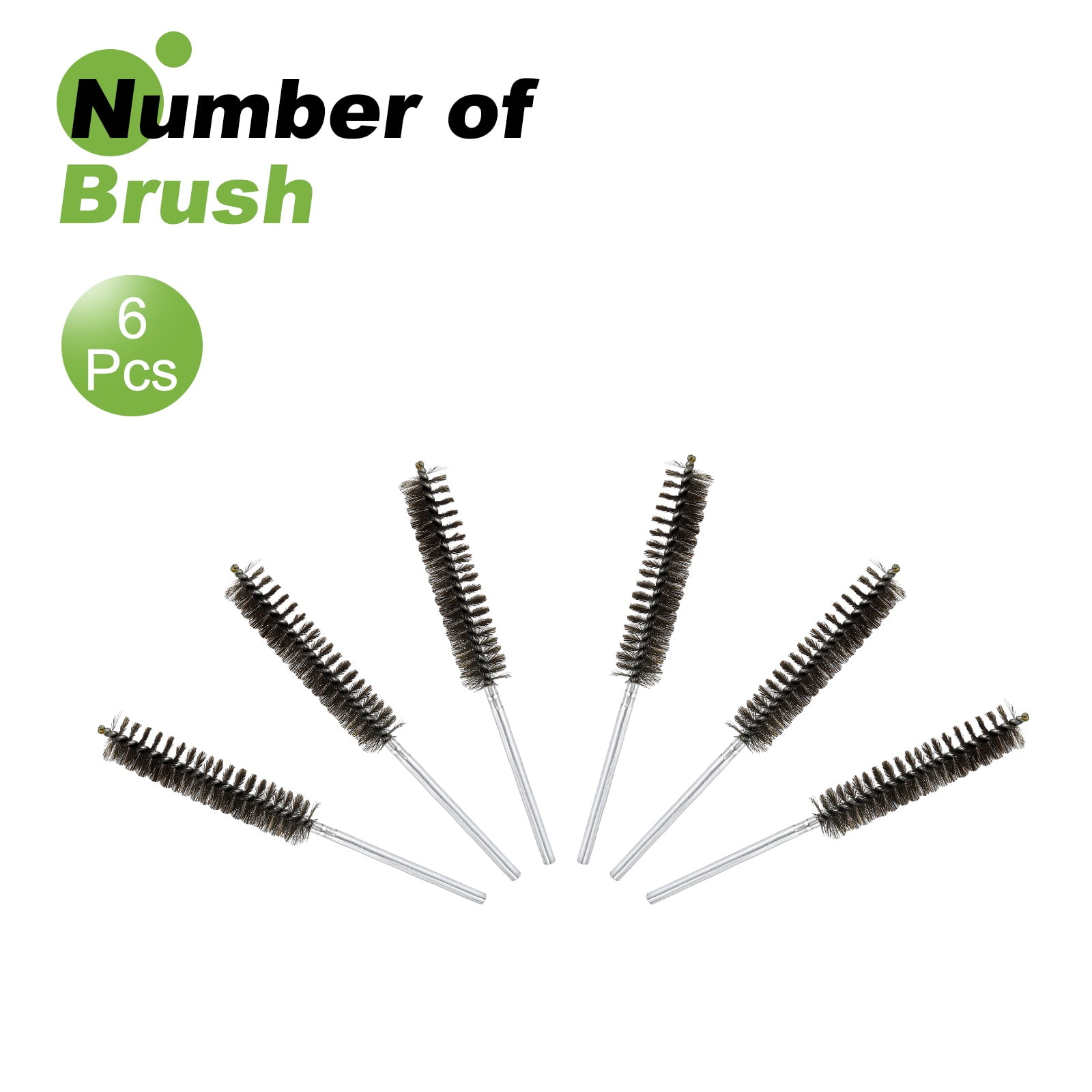 6pcs Pipe Cleaners Brush Set 0.87 Inch Stainless Steel Bristles Cleaning Brush with Ergonomic Handle for Bottles Straws Pipes Keyboards Tubes, Silver