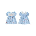 thumbnail image 2 of RUINIXCW Toddler Baby Girl Back to School Dress Kids Pre Kindergarten Outfits Baby Girls First Day of School Outfit Letters Embroidery Short Sleeve Stripes Summer Dress, 2 of 8