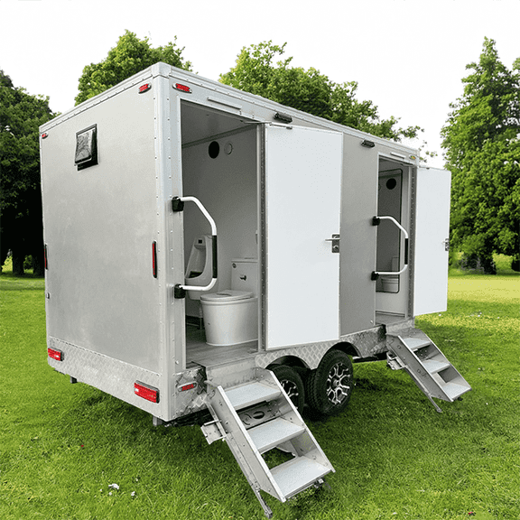 Goeasy Vehicle Dual Restroom Trailer Portable Luxury Mobile Bathroom Toilet Trailer Outdoor VIP Restroom for Events and Construction Sites
