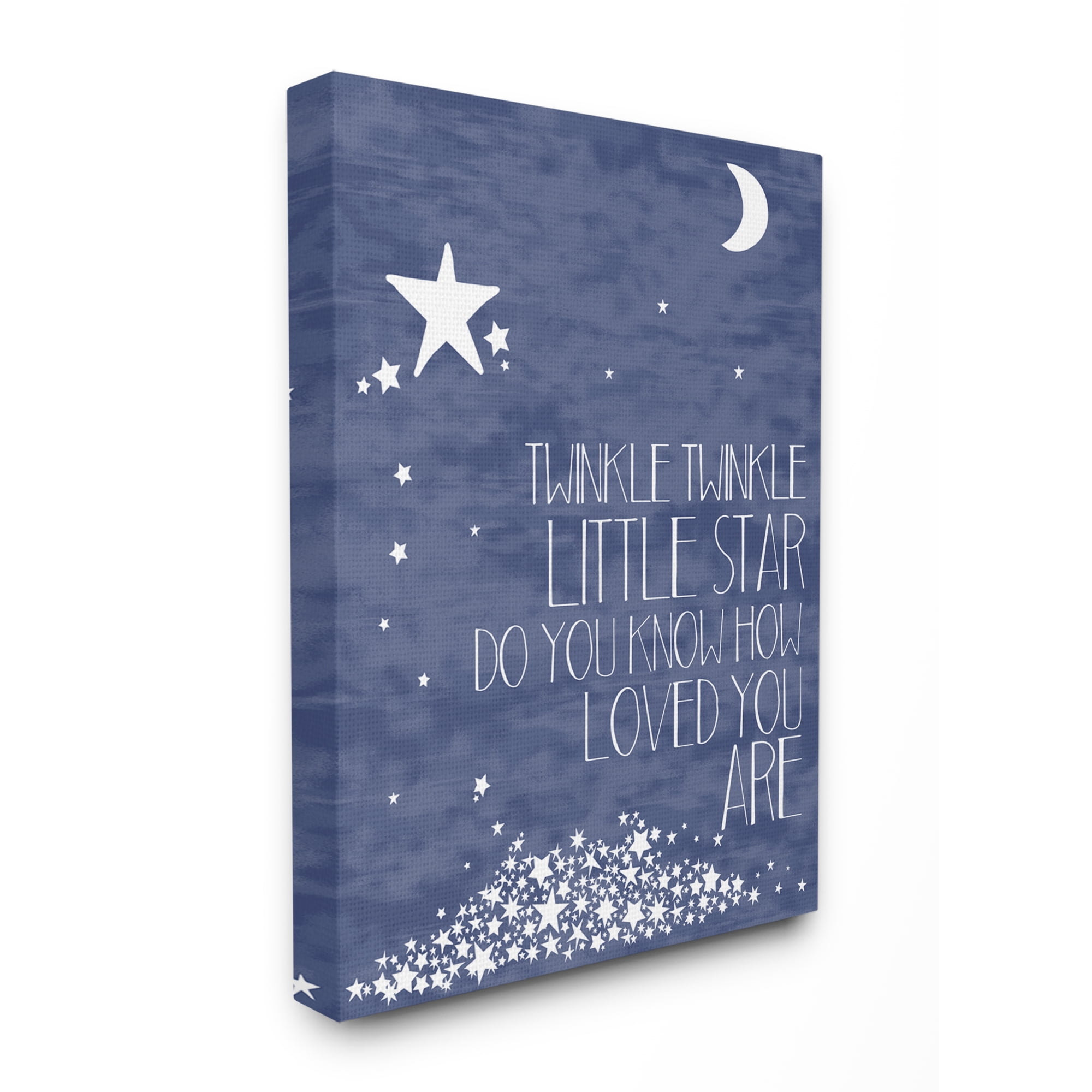 The Kids Room by Stupell Navy Textural Twinkle Little Star Typography Canvas Wall Art by Karen Zukowski (Finny And Zook)