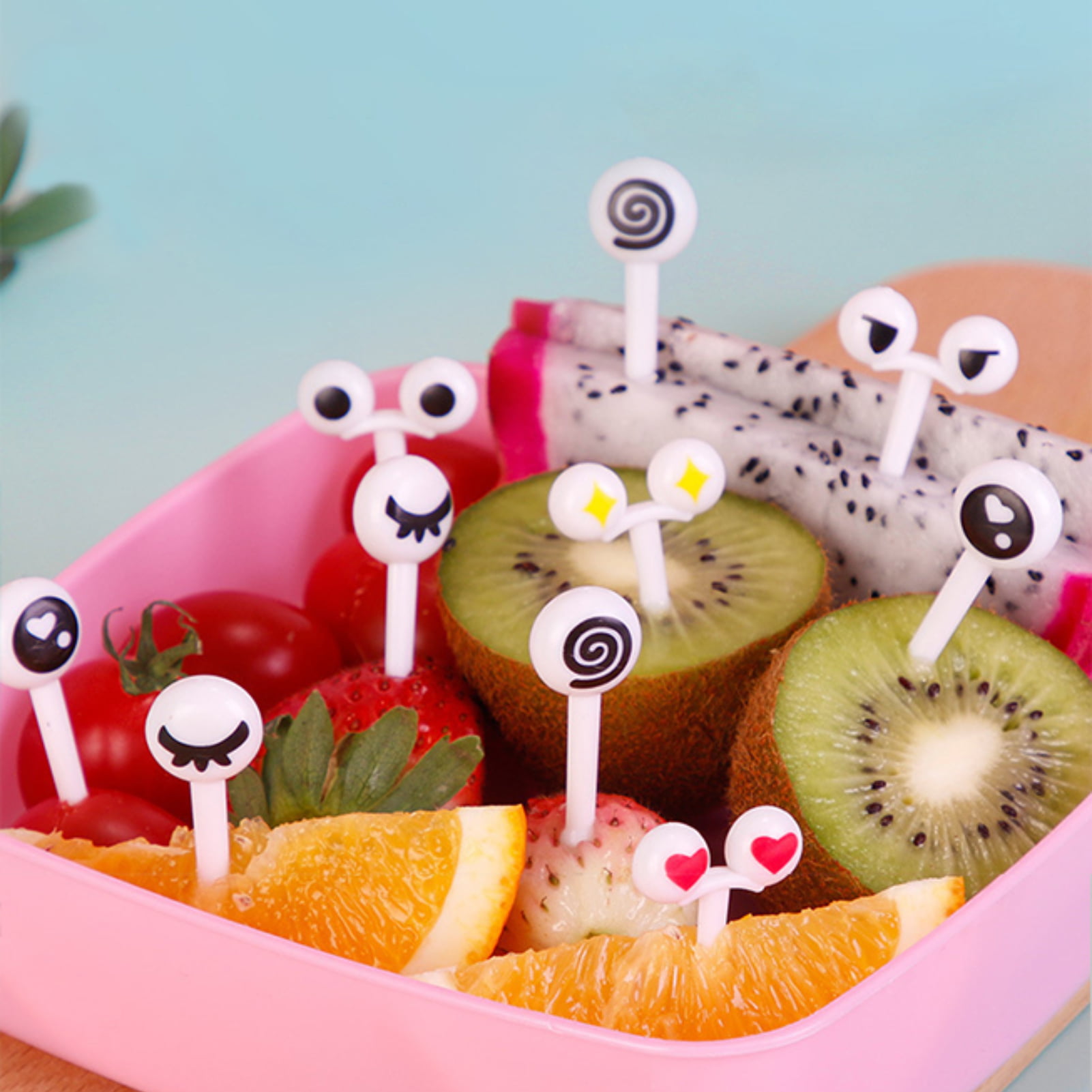 Starlett 40pcs Animal Fruit Food Picks Bento Box Picks Mini Cartoon Animal Food Toothpicks Lunch Bento Forks Picks for Kids, Multicolor