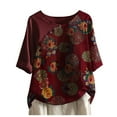 thumbnail image 1 of Vestidos Casuales Para Mujer, Blusas De Mujer De Moda Blusa informal de manga corta con cuello redondo y estampado para mujer, 1 of 4