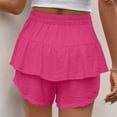 thumbnail image 3 of yunLCZ Pants for Women High Waisted Flowy Shorts For Women Casual Boho Ruffle Tiered Skorts High Waist Mini Skirts Tennis Going Out Trendy Shorts, 3 of 4