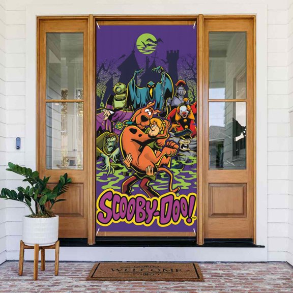 Scooby-Doo Door Cover Polyester Banner Outdoor Decoration Accessories For Porch Garden Patio Party Backdrop, 35.4 X 72.8 Inches