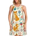 thumbnail image 1 of Disketp Whimsical Fox Floral Garden para Vestido sin Mangas para Mujeres, Vestidos de Verano para Mujeres, Casual y Holgado para la Playa, 1 of 7