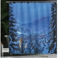 thumbnail image 4 of Ambesonne Scenery Shower Curtain, Winter Forest Trees, 69"Wx84"L, Blue, 4 of 5