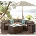 thumbnail image 6 of COSIEST 6-Piece Propane Fire Pit Outdoor Brown Wicker Patio Sofa Set w Wind Guard, Tank Table, for Garden, Backyard, 6 of 6