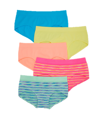 Girls 5-Pack Underwear Athletic Active Boy Shorts Panties Flex Fabric 