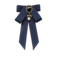 thumbnail image 4 of Milageto Bow Tie Ribbon Brooch Pre Tied Bow Tie Bowknot Shirt Tie for Student Uniform Dark Blue, 4 of 8