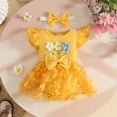 thumbnail image 2 of Karoyedx Summer Baby Girl Clothes Baby Girl Romper Dress Lace Tulle Tutu Bodysuit Jumpsuit Flowers Embroidery Skirt Infant Girl Spring Summer Clothes Yellow Size,9-12 Months, 2 of 5