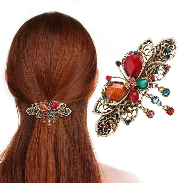 Barrettes Épingle à Cheveux Rétro en Cristal Papillon Fourche à Cheveux pour Outils de Beauté, Barrettes pour Femmes
