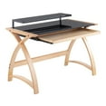 thumbnail image 7 of Indoor Home Office Furniture Bentley Mid-Century Modern Office Desk In Natural Wood And Black Glass, 7 of 7