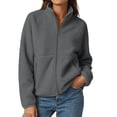 thumbnail image 4 of Fleece Jacket Women Fashion Full Zip Stand Collar Casual Long Sleeve Soft Warm Jacket Outdoor Travel Tops, 4 of 9