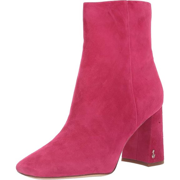 Sam Edelman Codie Magenta Rose Side Zipper Squared Toe Block Heel Fashion Boots (6, Magenta Rose)
