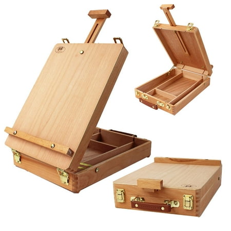 zimtown 4k french box easel portable folding beech wood table top
