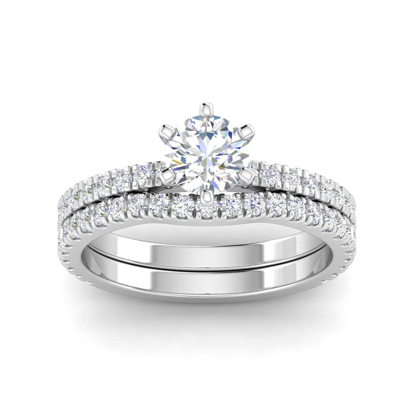 Certified 1 3/8 Carat TW Diamond Solitaire Bridal Set Engagement Rings in 14k White Gold (H-I, I2)
