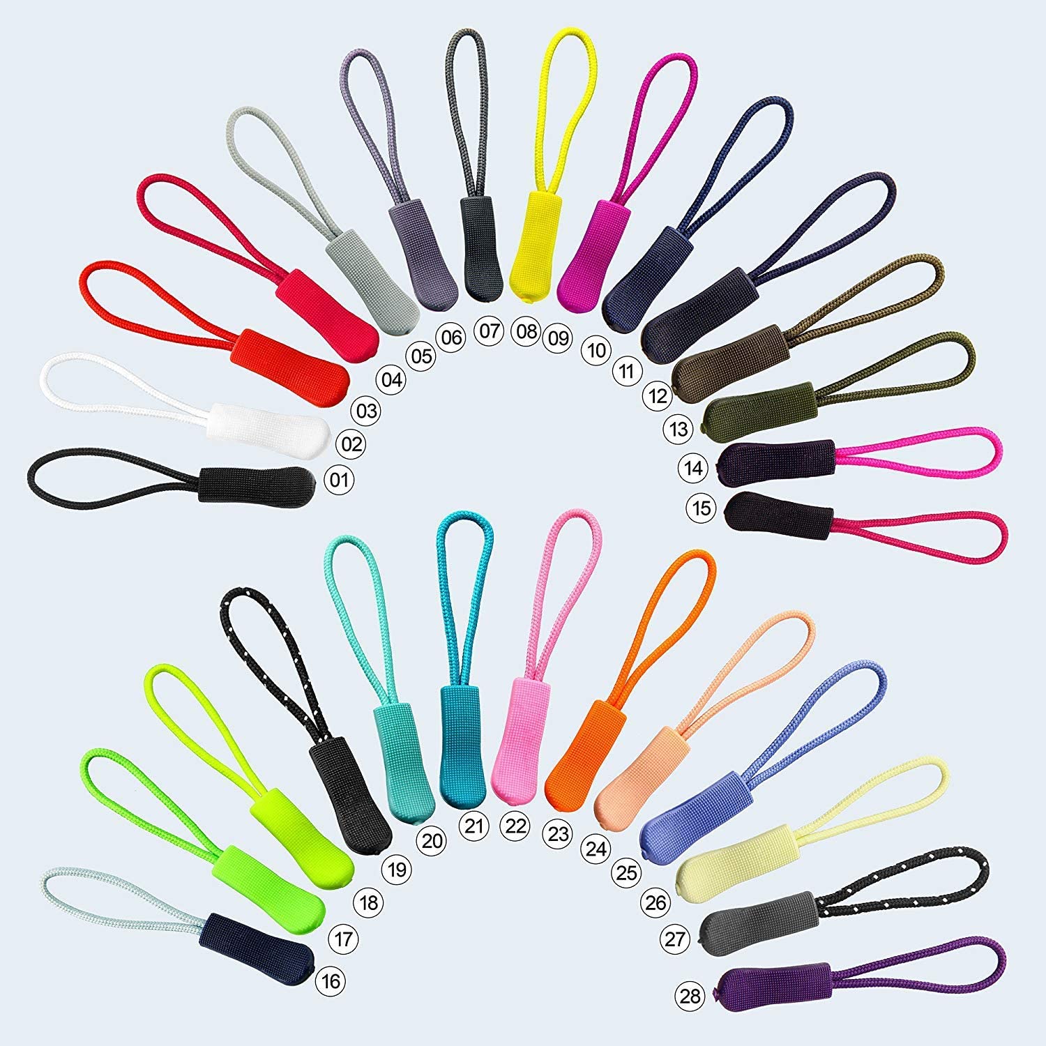 Hamzusd 240pcs Black Extension Zipper, Durable Zip Pulls Strong Nylon Cord Rubber Textured No Slip Pull Rope, Fit All Zips Pull Extension Nylon Zipper