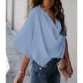 thumbnail image 4 of Blouse Drapée Bleu Ciel pour Femmes, 4 of 7
