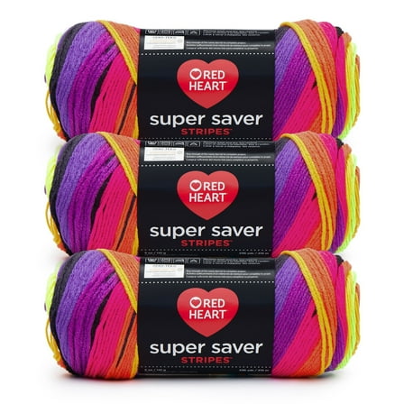 Red Heart Super Saver Yarn 3/Pack-Bright Stripe