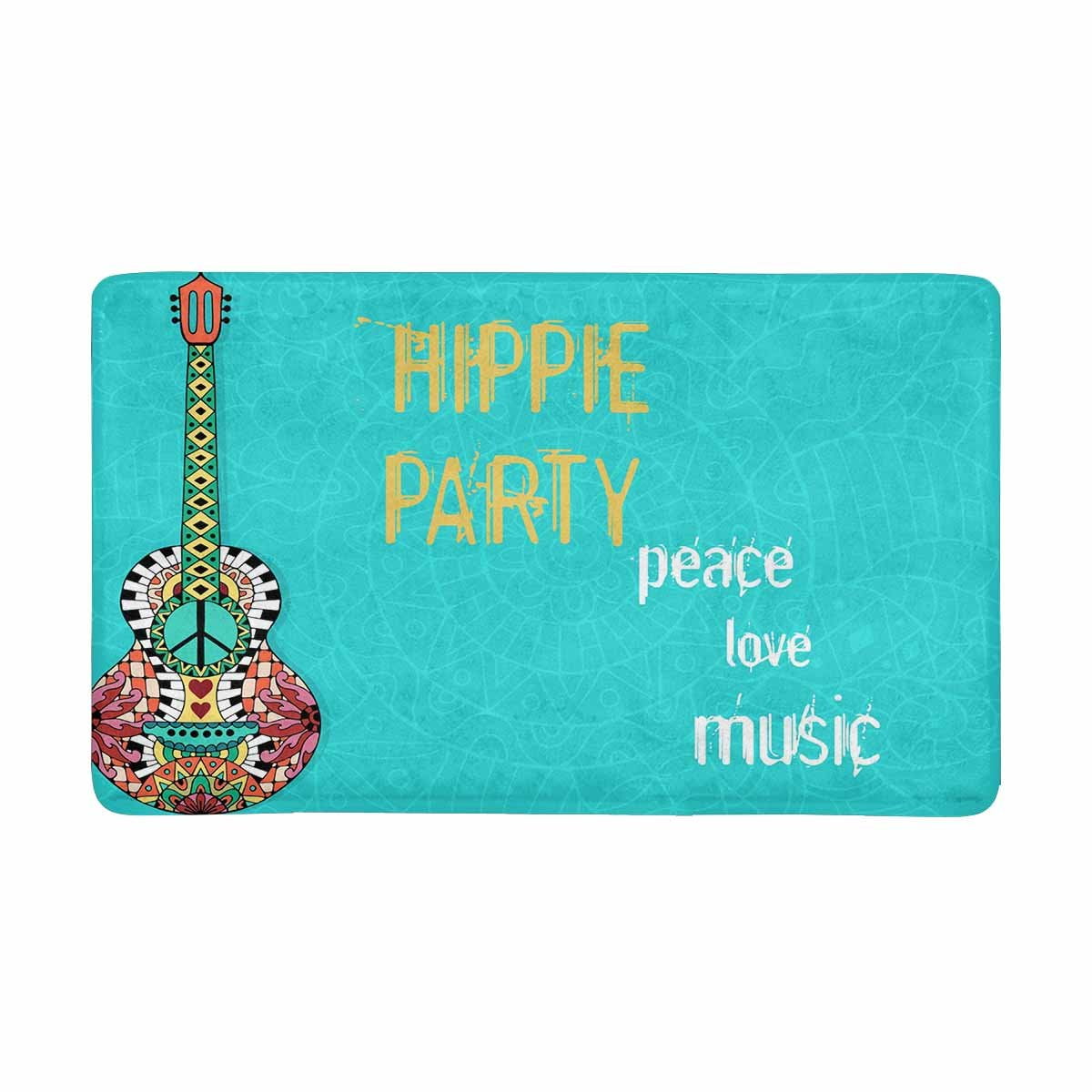 Mkhert Party Hippy Background With Acoustic Guitar And Peace Sign Doormat Rug Home Decor Floor Mat Bath Mat 30x18 Inch Walmart Com